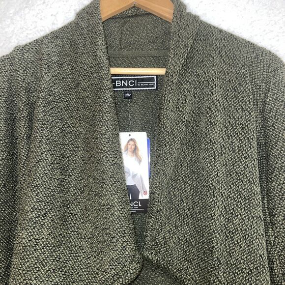 BNCI Blanc Noir Womens Open Front Waterfall Asymmetric Cardigan Green Sweater Lg - Picture 9 of 16